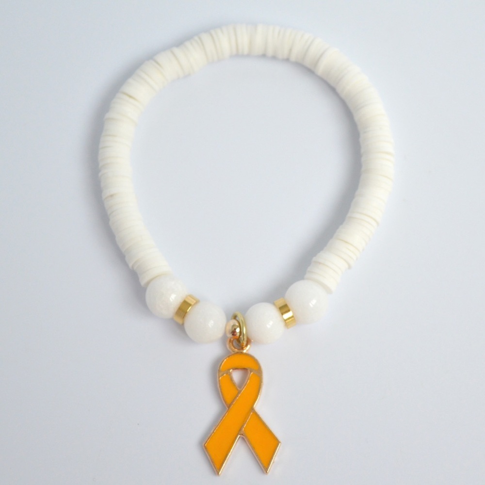 Childhood Cancer Awareness White Jade Beaded Bracelets